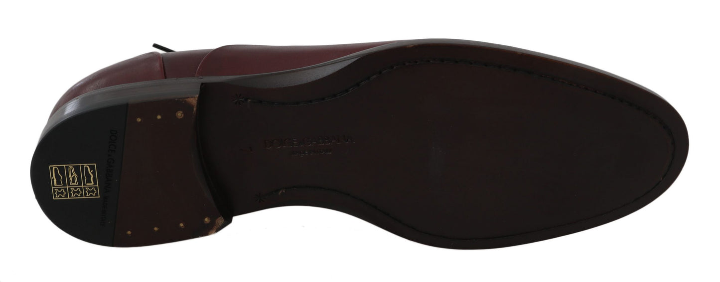 Dolce & Gabbana Red Bordeaux Leather Derby Formal Shoes Dolce & Gabbana