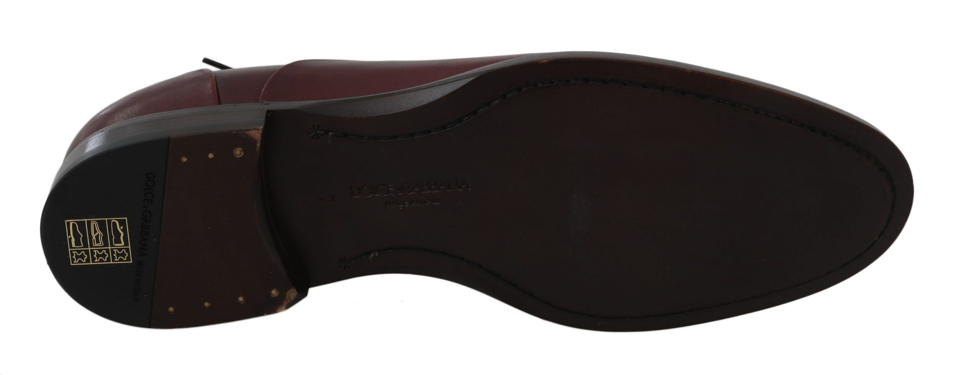 Dolce & Gabbana Red Bordeaux Leather Derby Formal Shoes Dolce & Gabbana