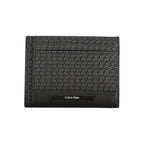 Black polyester men's shoulder bag by Calvin Klein with adjustable strap and sleek design, shown on a plain background.