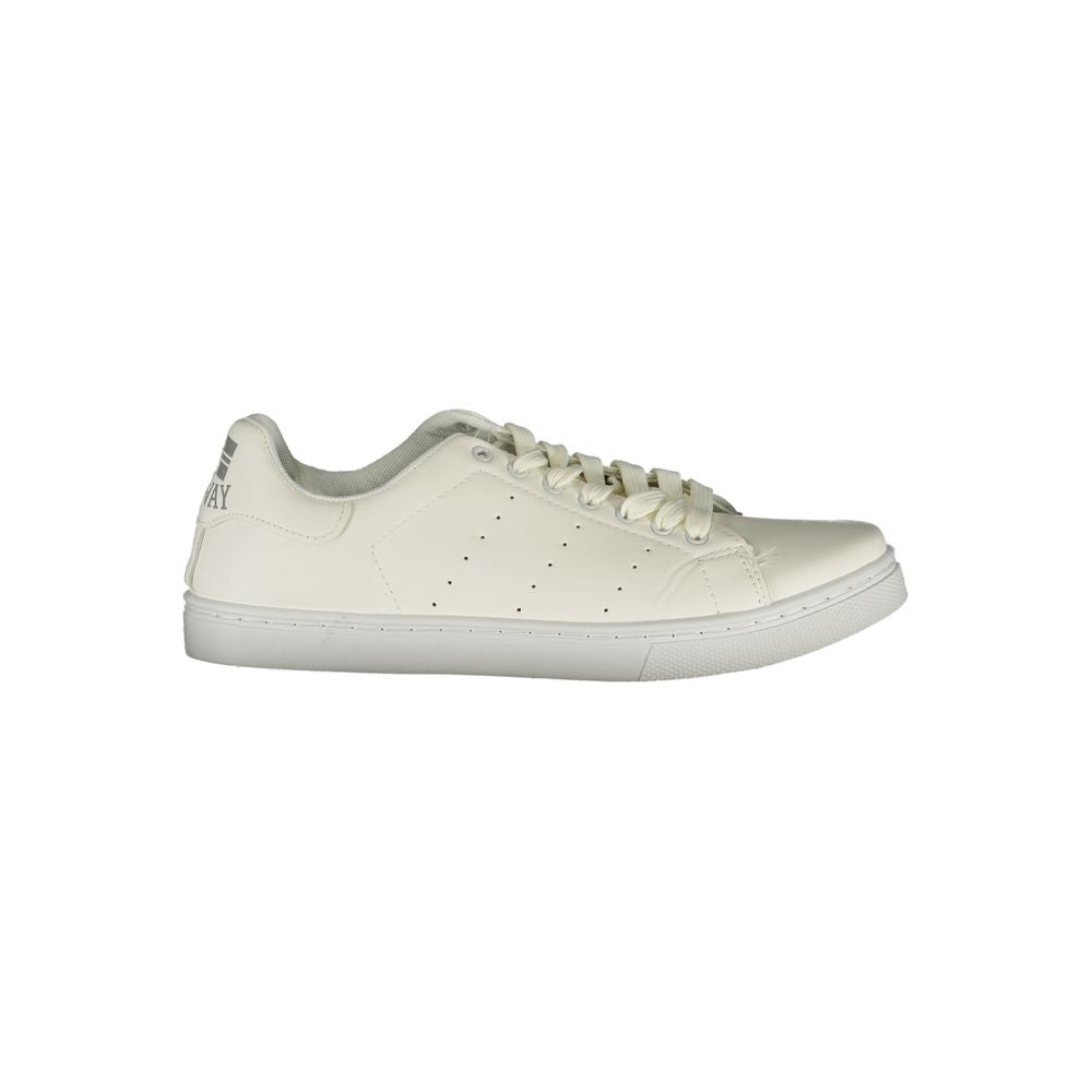 Norway 1963 white polyurethane men's sneakers with sleek design and lace-up closure, casual footwear for everyday wear.