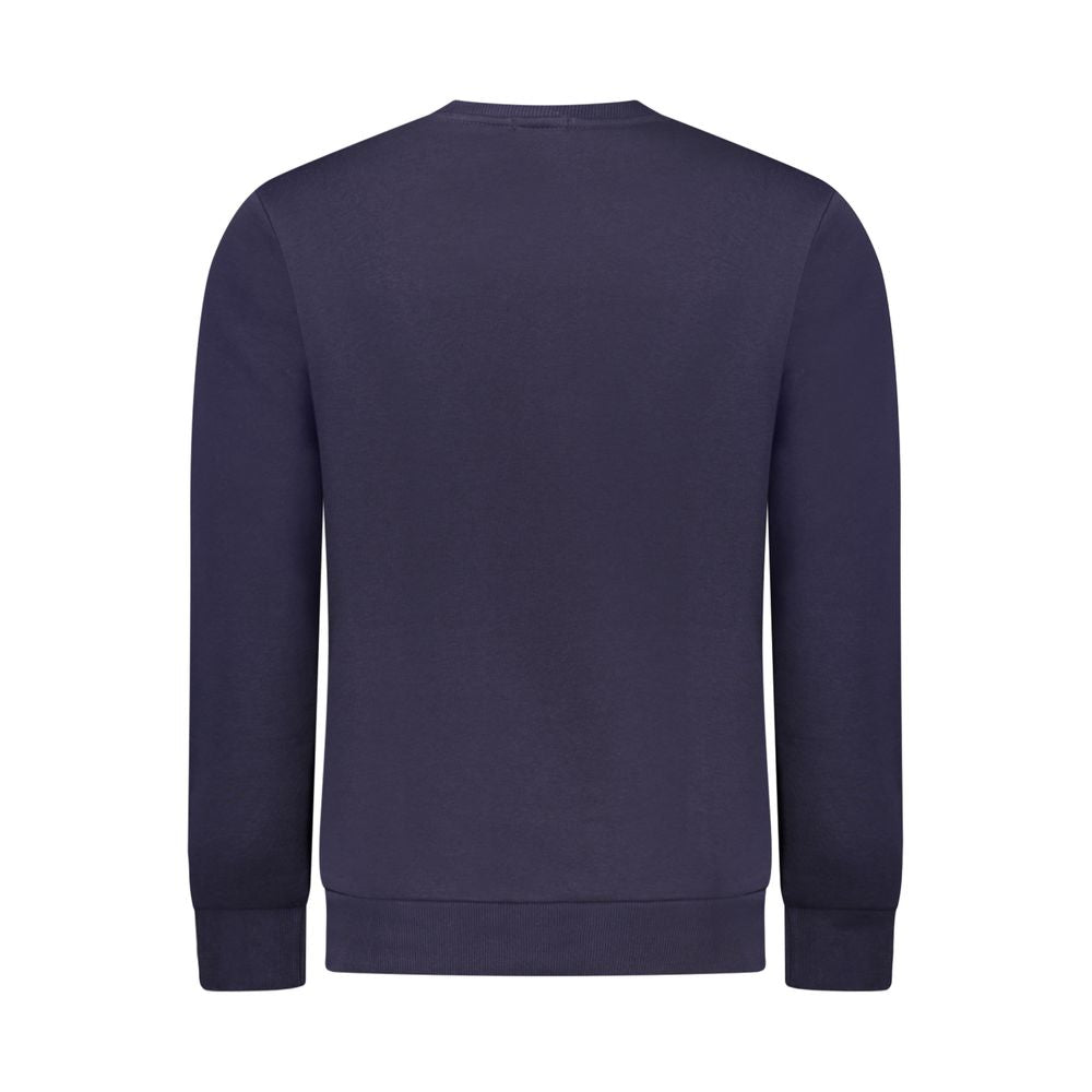 Rifle blue cotton men's sweater with ribbed cuffs and crew neckline, casual and comfortable for everyday wear.