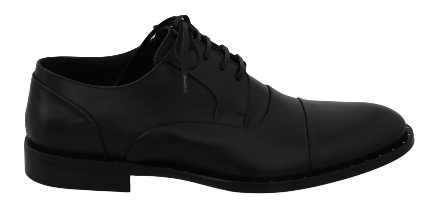 Dolce & Gabbana Black Leather Derby Formal Shoes Dolce & Gabbana