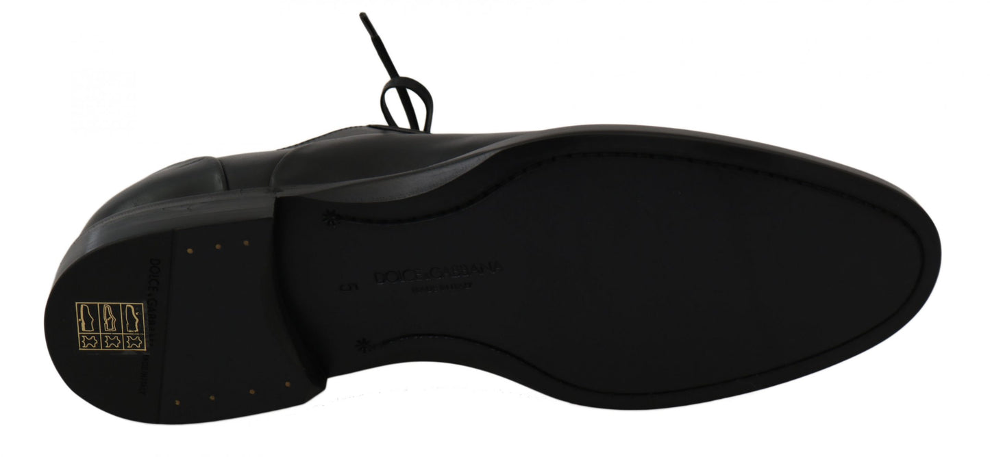 Dolce & Gabbana Black Leather Derby Formal Shoes Dolce & Gabbana