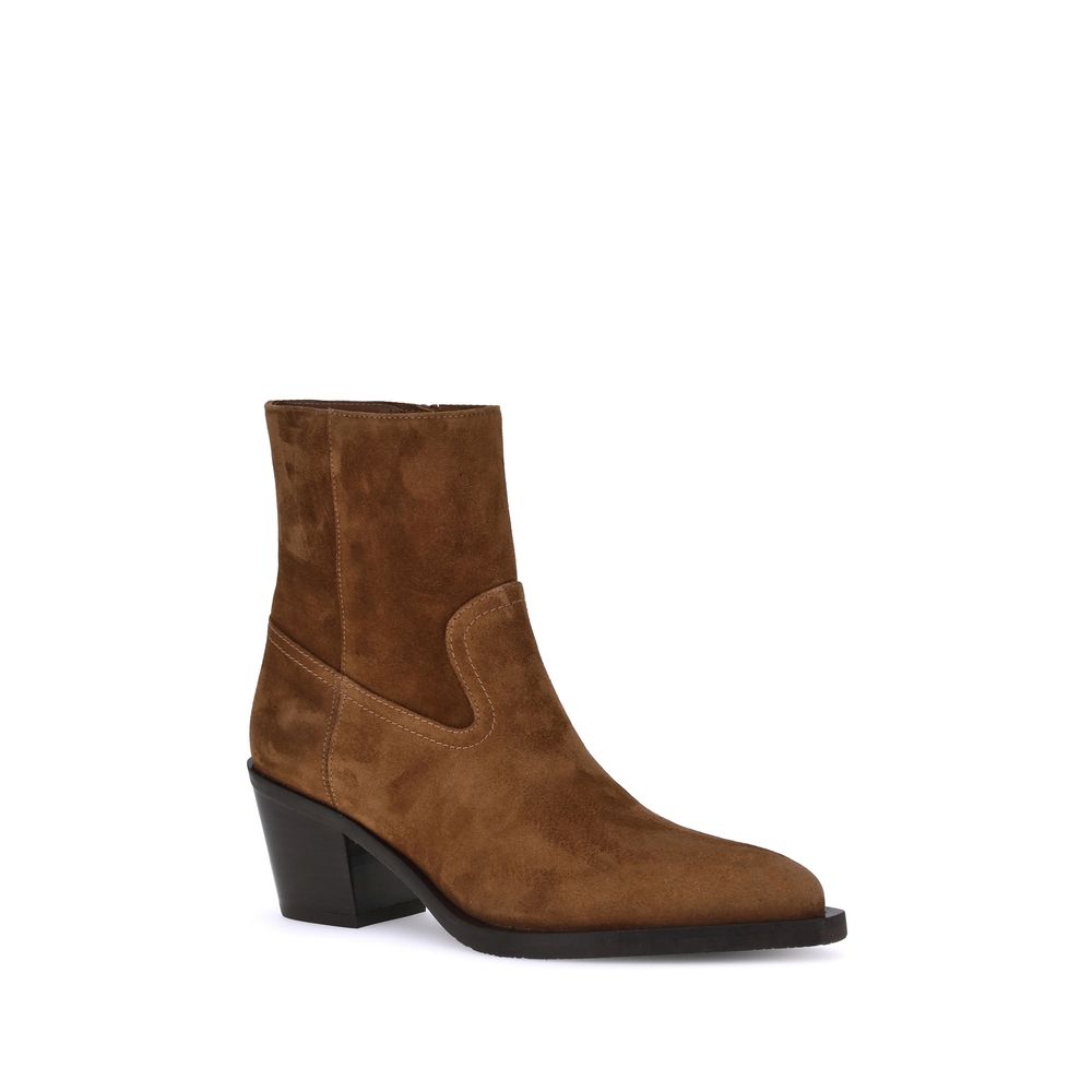 Stuart Weitzman Brown Calf Leather Bos Taurus Ankle Boots Stuart Weitzman
