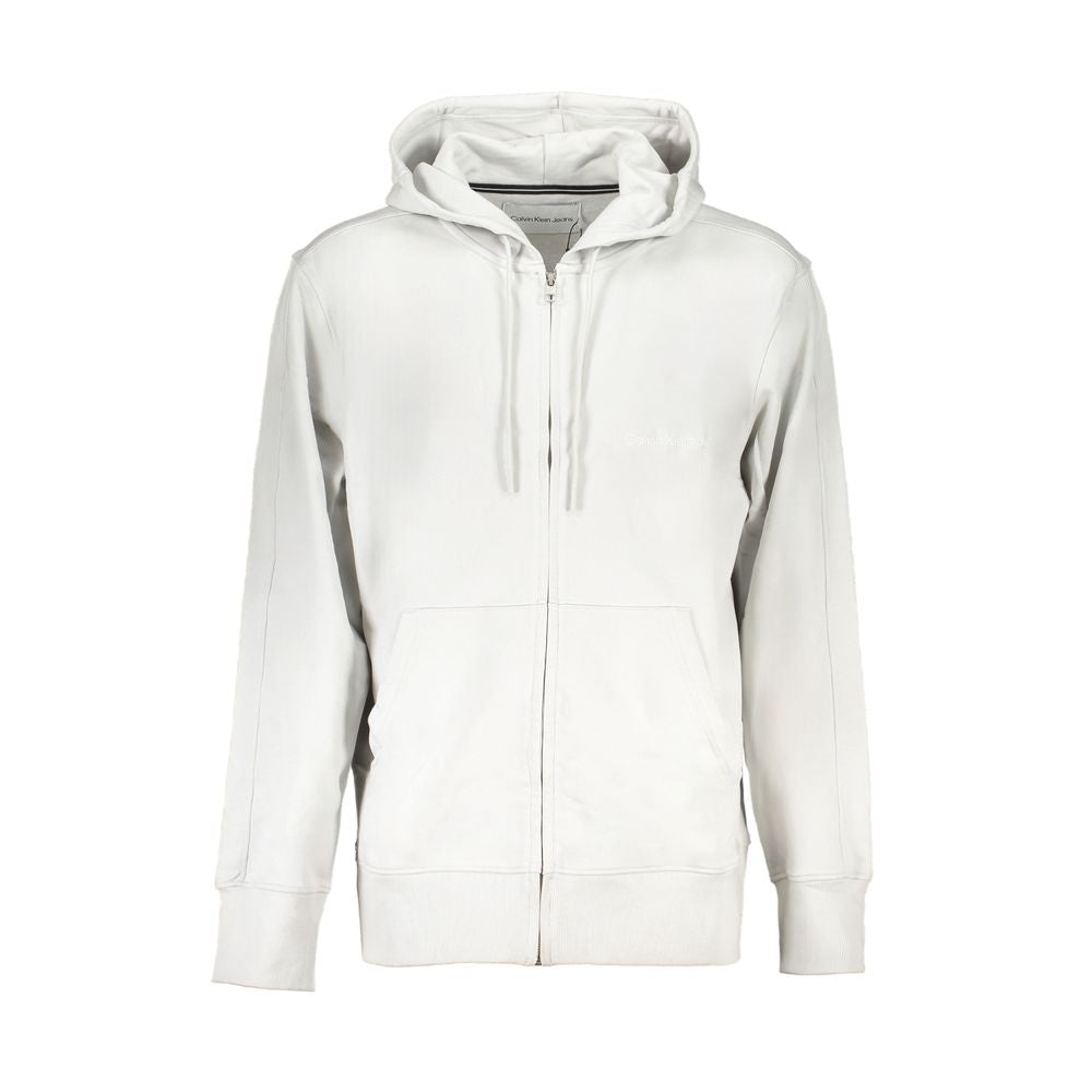 Calvin Klein Grigio cotton men's sweatshirt with crew neck and long sleeves, casual style, front logo detail.