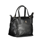 Tommy Hilfiger Nero polyester women's handbag with sleek design and subtle branding, featuring top handles and a zip closure.