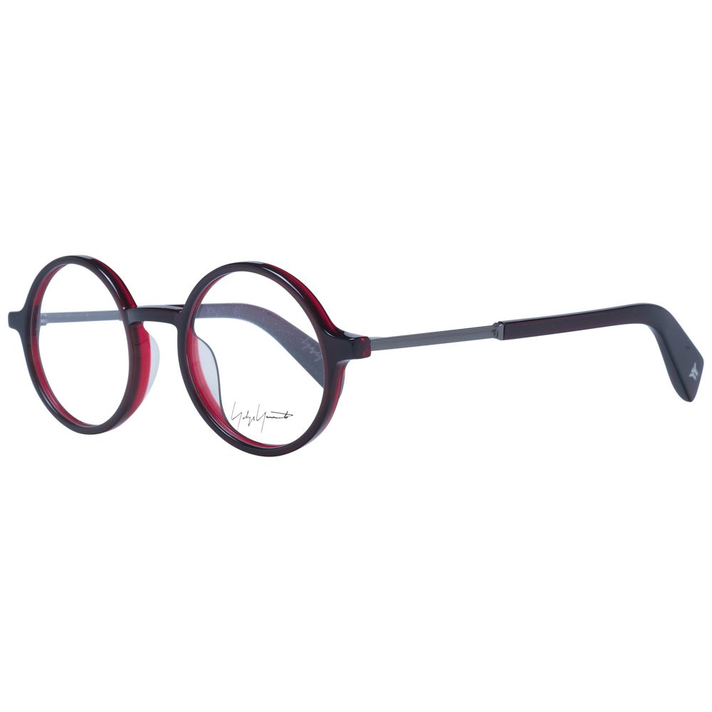 Yohji Yamamoto red acetate glasses frames with sleek design and rectangular shape, stylish eyewear for modern fashion.