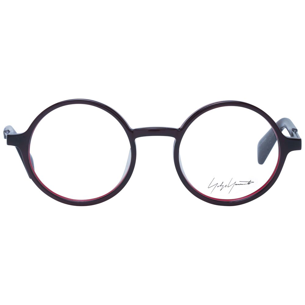 Yohji Yamamoto red acetate eyeglasses frames with a sleek, modern design and bold color for stylish eyewear.