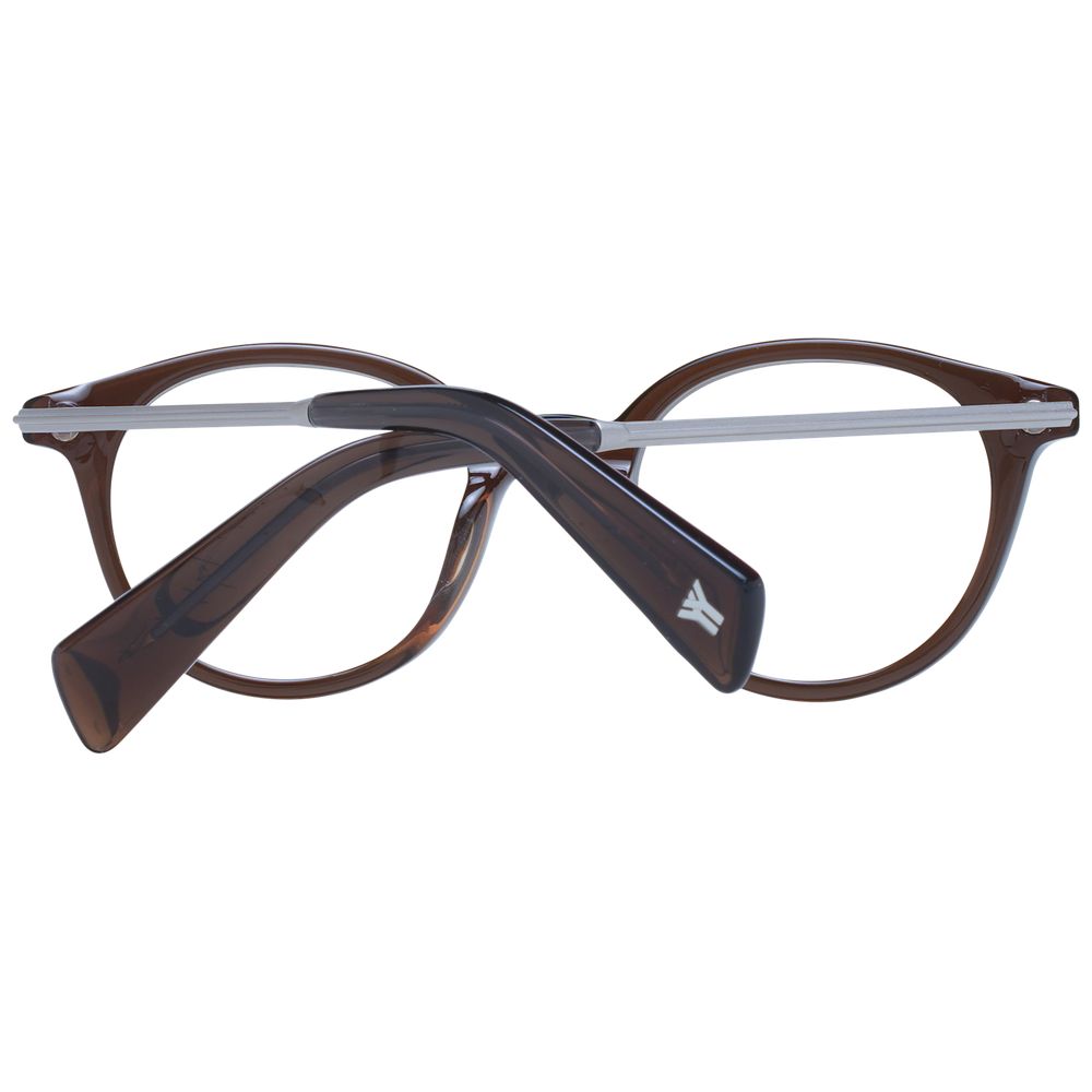 Yohji Yamamoto brown acetate glasses frames with round lenses and sleek design, showcasing stylish eyewear for modern fashion.