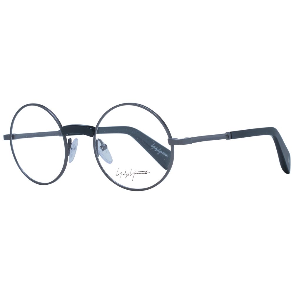 Yohji Yamamoto gray Monel glasses frames with sleek, modern design and clear lenses, showcasing contemporary eyewear style.