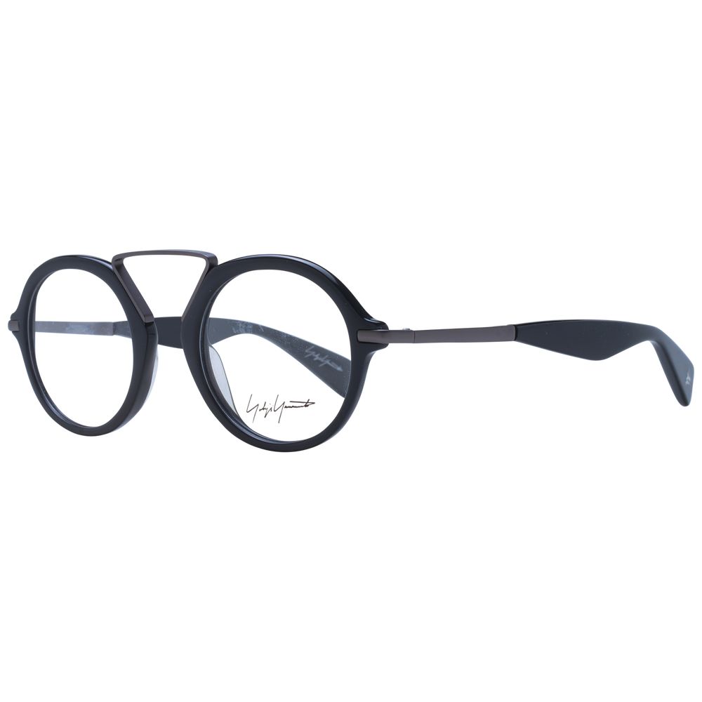 Gray acetate Yohji Yamamoto glasses frames with sleek design and clear lenses, showcasing modern eyewear style and craftsmanship.