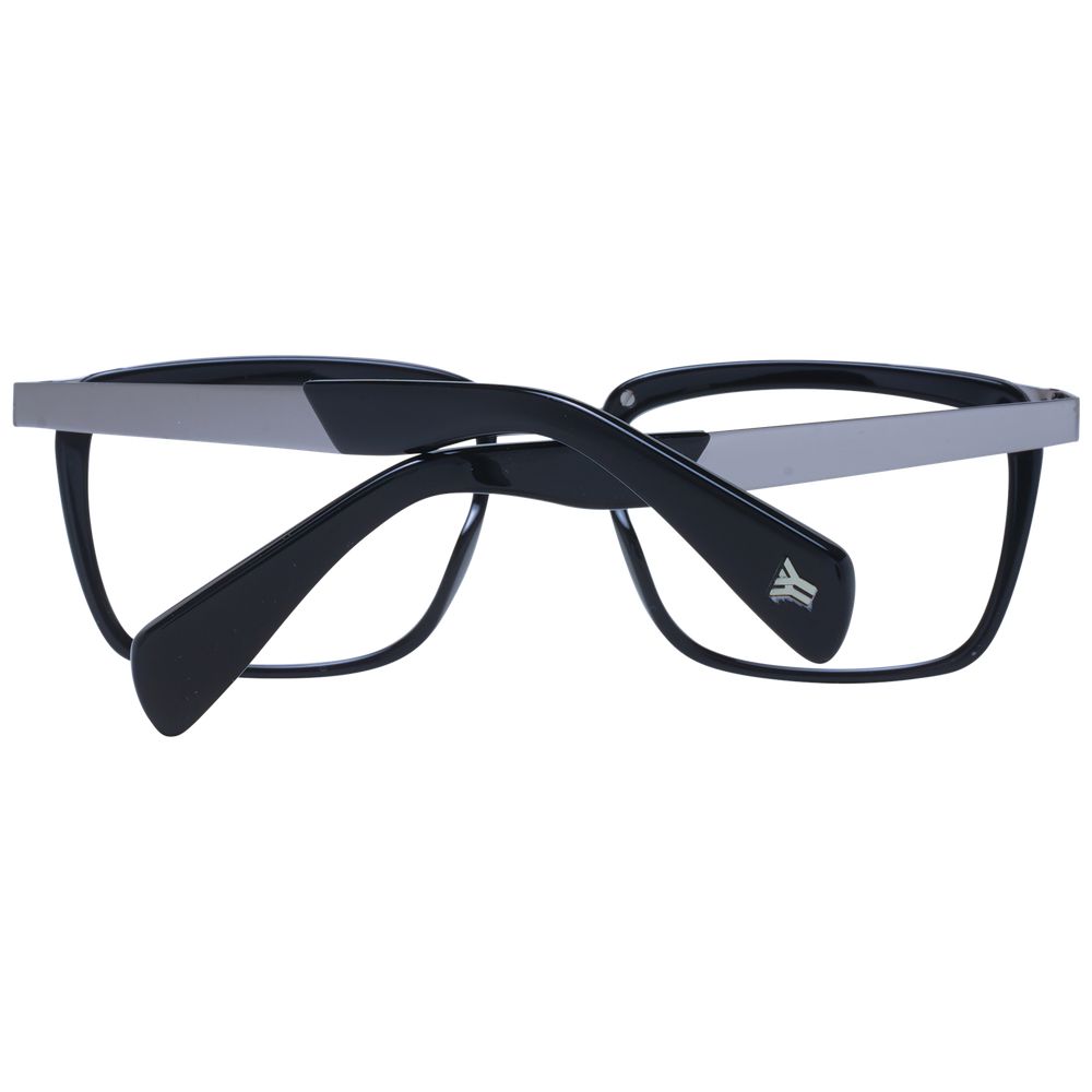 Yohji Yamamoto black acetate glasses frames with sleek design and clear lenses, stylish eyewear for modern fashion.