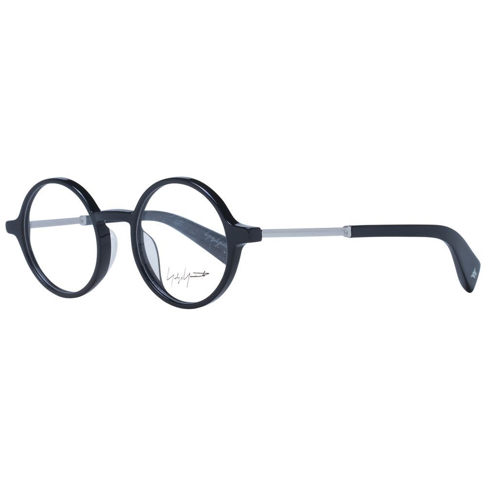 Yohji Yamamoto black acetate glasses frames with sleek, modern design and clear lenses, stylish eyewear for contemporary fashion.