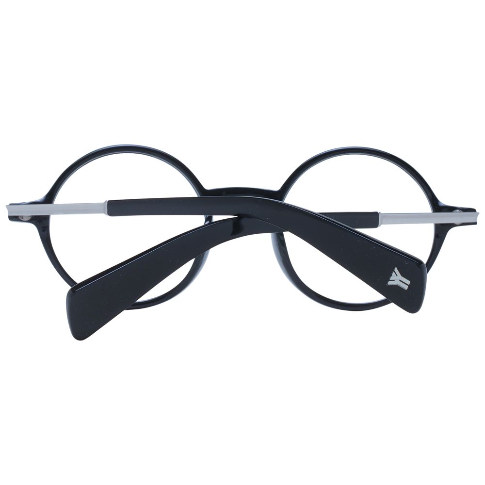 Yohji Yamamoto black acetate glasses frames with a sleek, modern design and clear lenses for stylish eyewear.