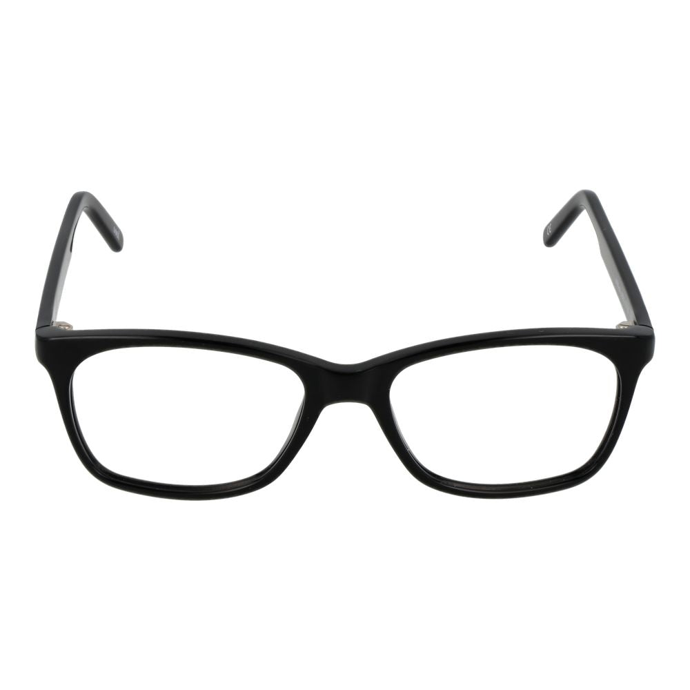 Andy Wolf black acetate eyeglass frames showing sleek, modern design with clear lenses and a smooth finish.