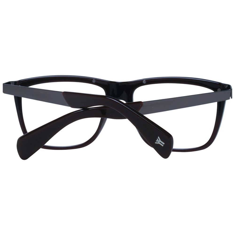 Yohji Yamamoto brown acetate glasses frames with clear lenses, stylish and modern eyewear for a sophisticated look.