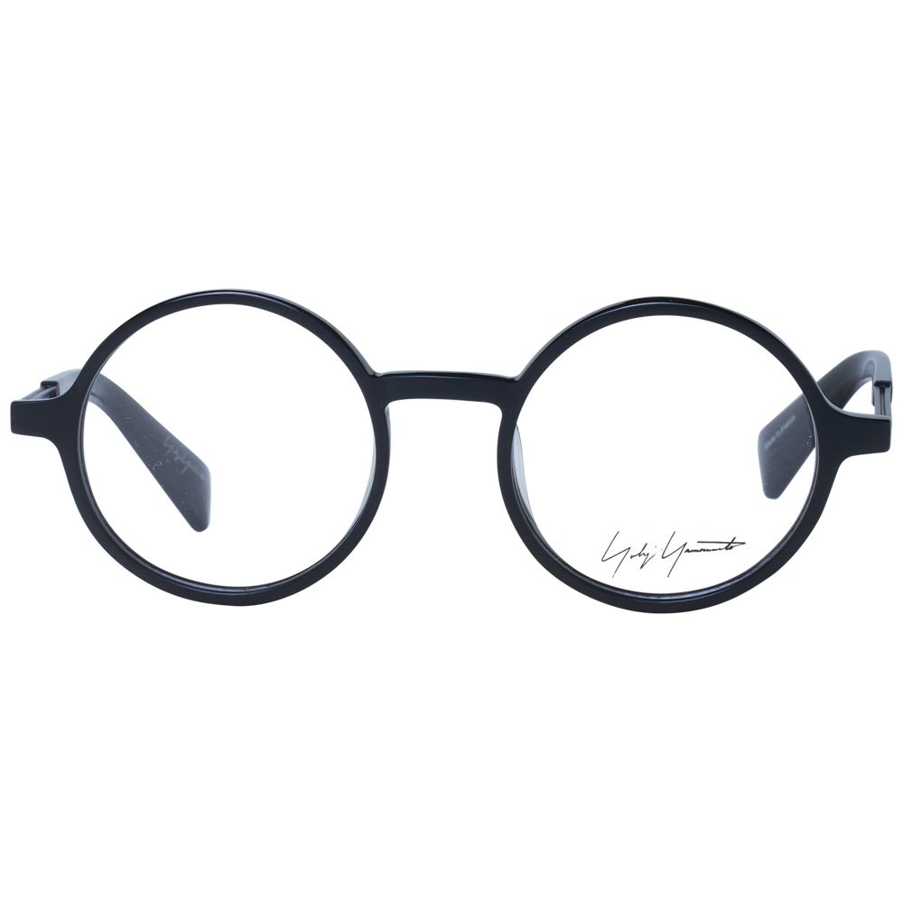 Yohji Yamamoto black acetate glasses frames with sleek design and stylish rectangular shape.