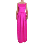Dolce & Gabbana Pink Silk Long Sheath Ball Gown Dress