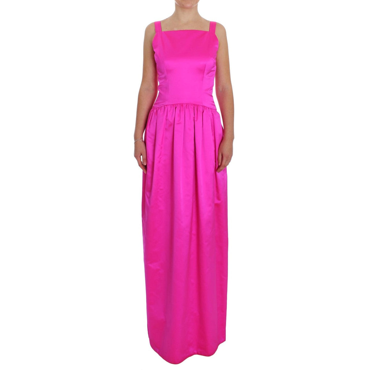 Dolce & Gabbana Pink Silk Long Sheath Ball Gown Dress