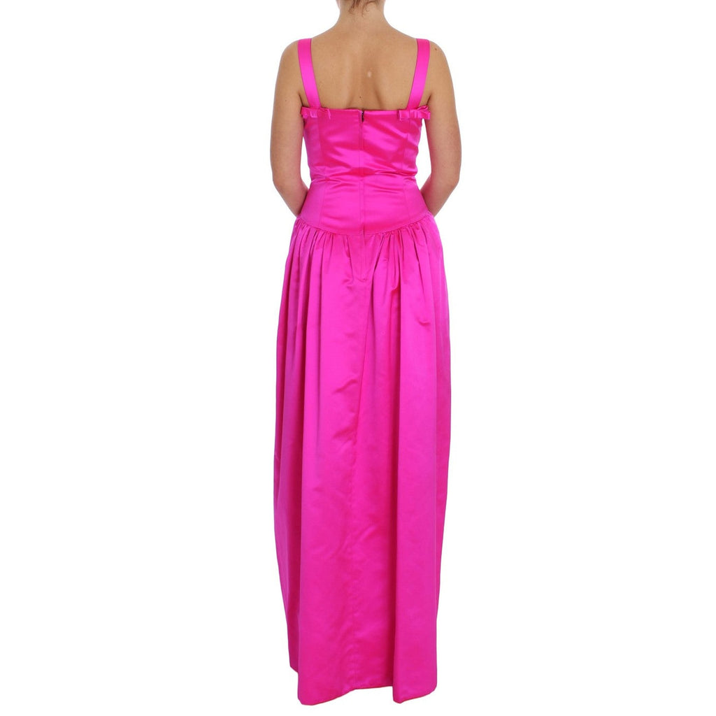 Dolce & Gabbana Pink Silk Long Sheath Ball Gown Dress