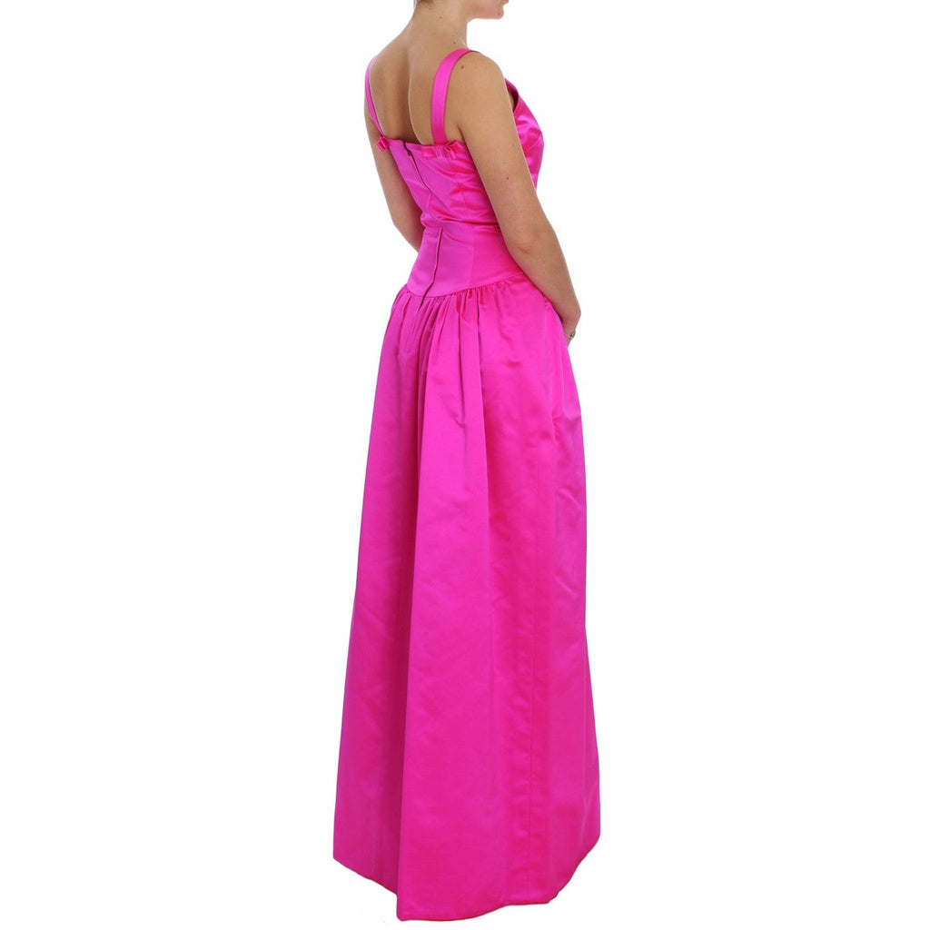 Dolce & Gabbana Pink Silk Long Sheath Ball Gown Dress