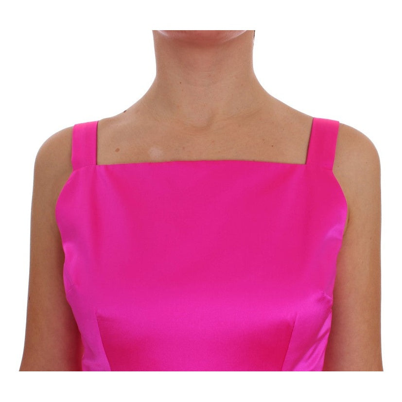 Dolce & Gabbana Pink Silk Long Sheath Ball Gown Dress