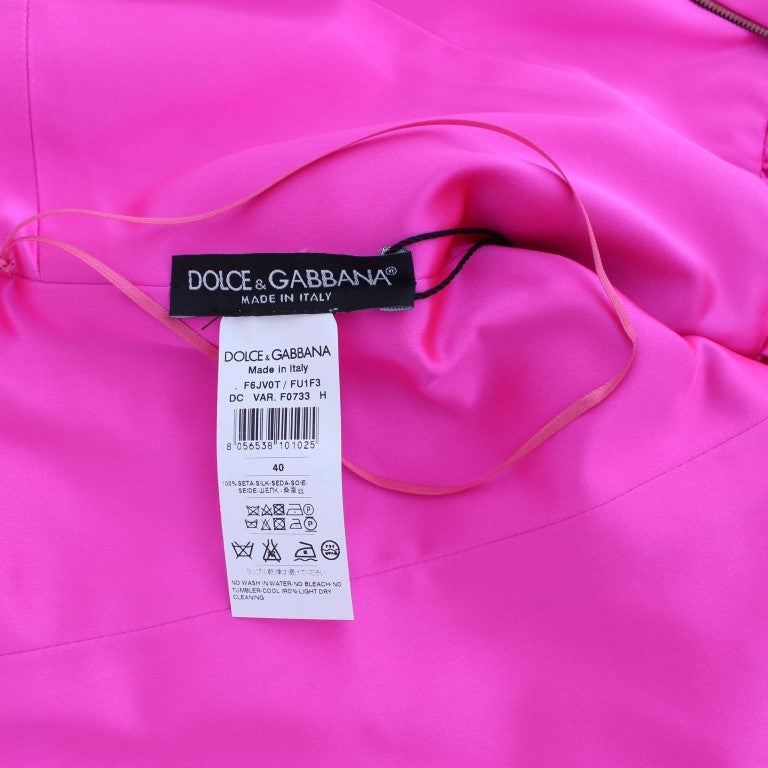 Dolce & Gabbana Pink Silk Long Sheath Ball Gown Dress