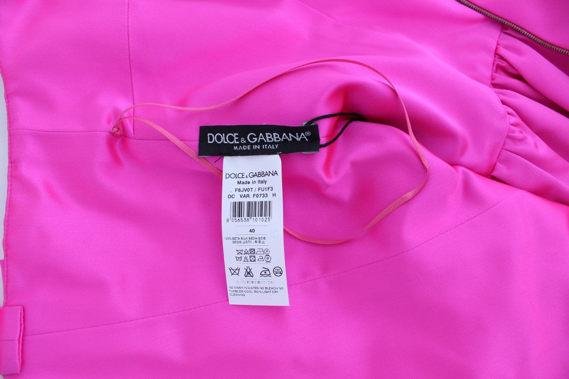 Dolce & Gabbana Pink Silk Long Sheath Ball Gown Dress Dolce & Gabbana