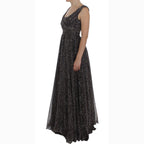 Dolce & Gabbana Dark Silk Shift Gown Full Length Dress