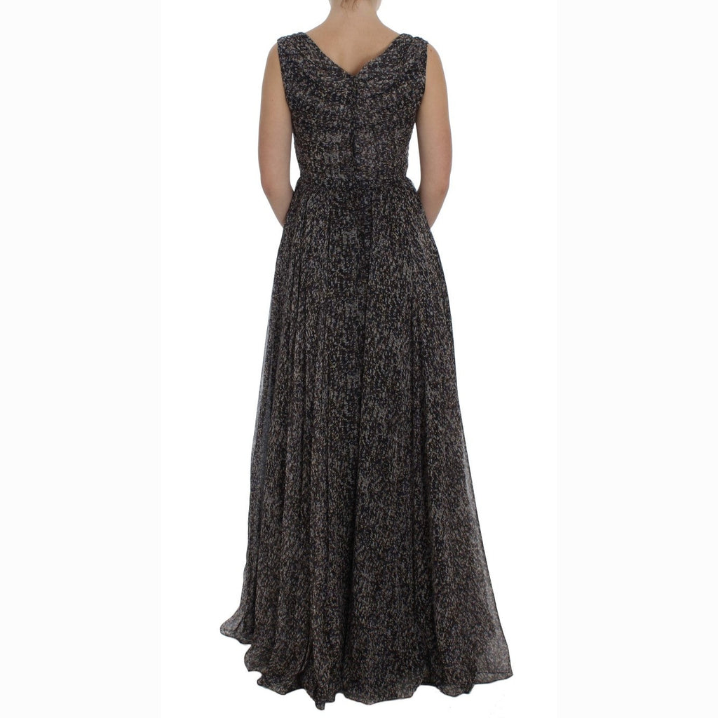 Dolce & Gabbana Dark Silk Shift Gown Full Length Dress