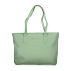 Mario Valentino green polyurethane women's handbag with structured design and top handle, stylish and versatile for everyday use.