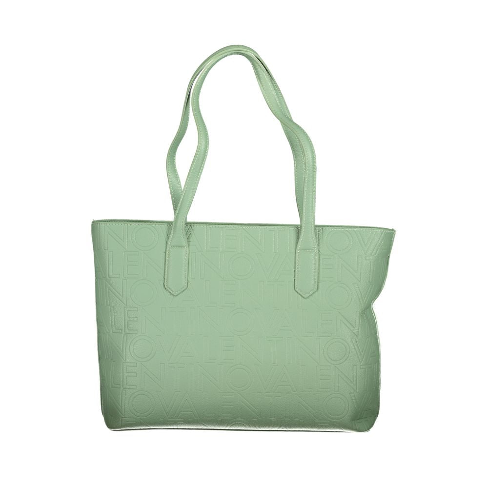 Green Mario Valentino women's handbag made of polyurethane with a stylish design and top handles.