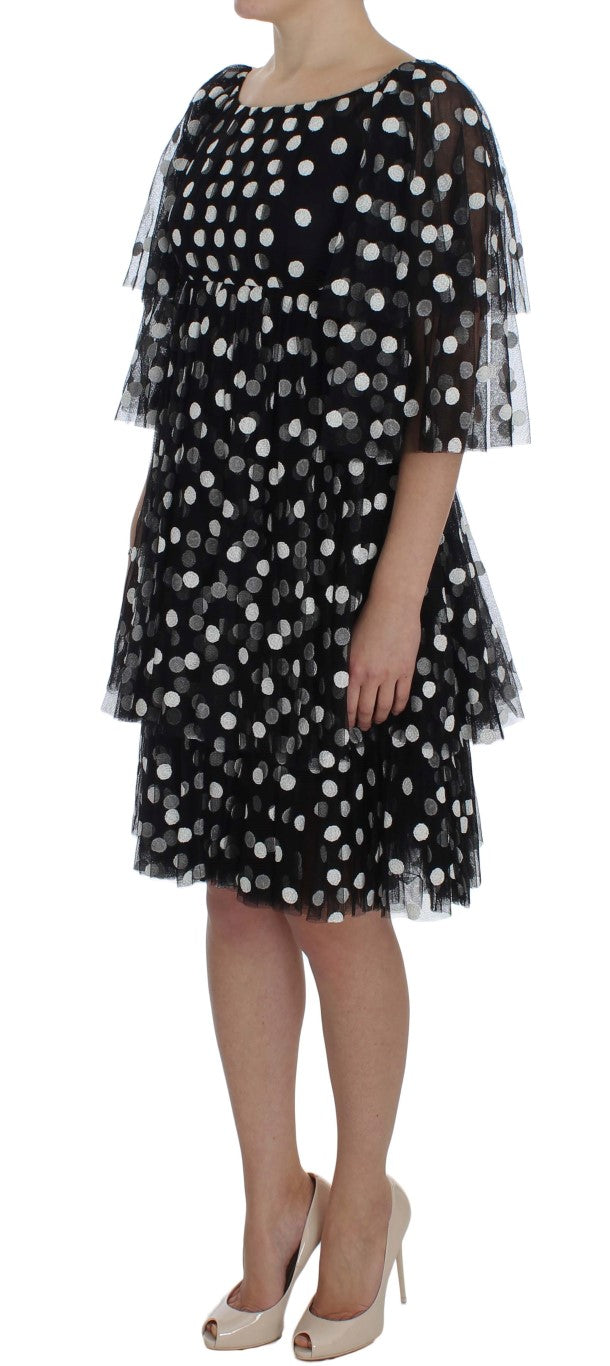 Dolce & Gabbana Black White Polka Dotted Ruffled Dress Dolce & Gabbana