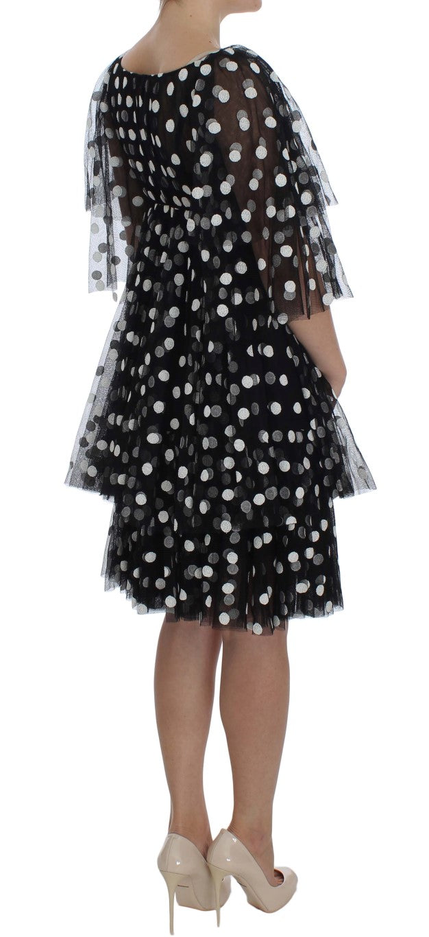 Dolce & Gabbana Black White Polka Dotted Ruffled Dress Dolce & Gabbana