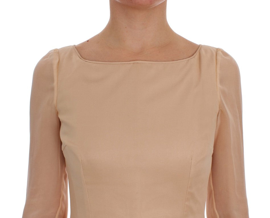 Dolce & Gabbana Beige Silk Ball Gown Full Length Dress Dolce & Gabbana