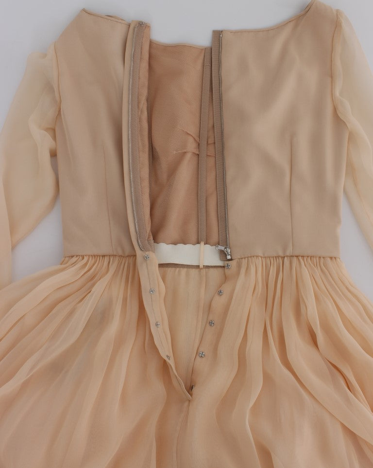 Dolce & Gabbana Beige Silk Ball Gown Full Length Dress Dolce & Gabbana