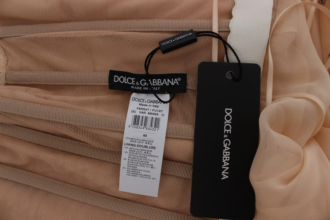 Dolce & Gabbana Beige Silk Ball Gown Full Length Dress Dolce & Gabbana