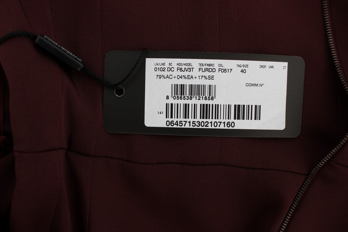 Dolce & Gabbana Bordeaux Stretch Full Length Sheath Dress Dolce & Gabbana