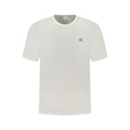 White cotton men's T-shirt by Calvin Klein featuring a classic crew neckline and minimal branding.
