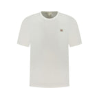 White cotton men's T-shirt by Calvin Klein featuring a classic crew neckline and minimal branding.