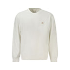 White cotton men's sweatshirt by Calvin Klein, featuring a classic crewneck and minimalist design.