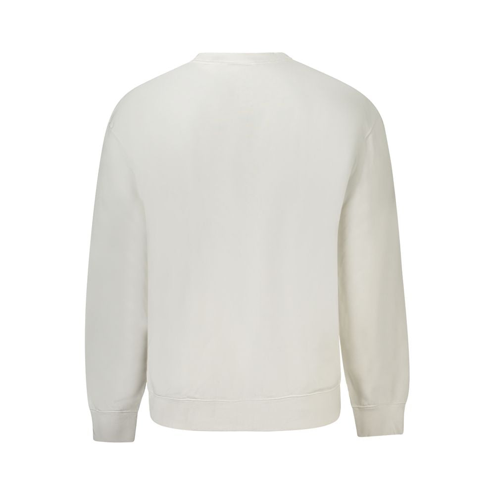 White cotton men's sweatshirt by Calvin Klein with a classic crewneck and minimalist design.
