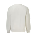 White cotton men's sweatshirt by Calvin Klein with a classic crewneck and minimalist design.