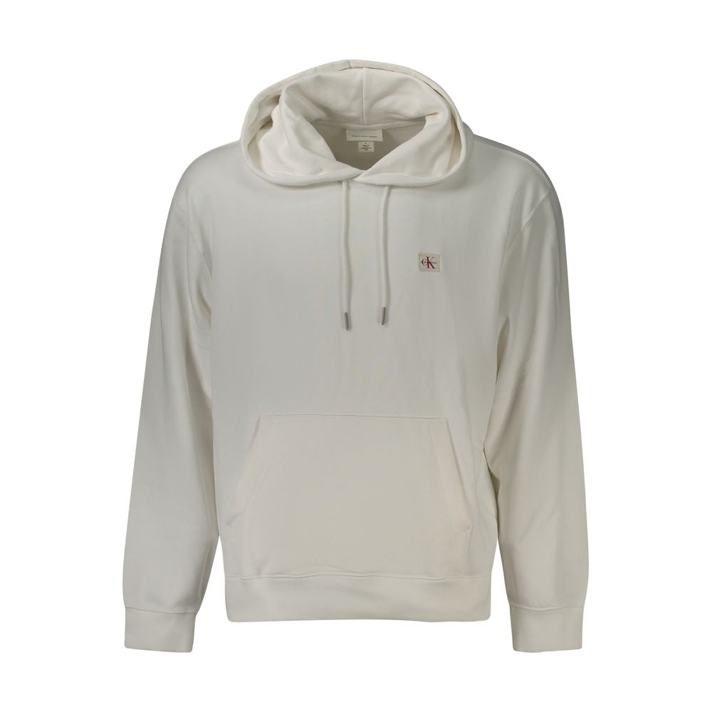 White cotton men's sweatshirt by Calvin Klein, featuring a classic crewneck design and minimalist style.