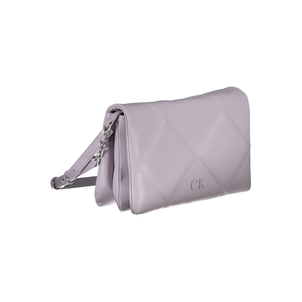 Calvin Klein Viola polyester women's shoulder bag featuring a sleek design and adjustable strap, shown in a neutral color.