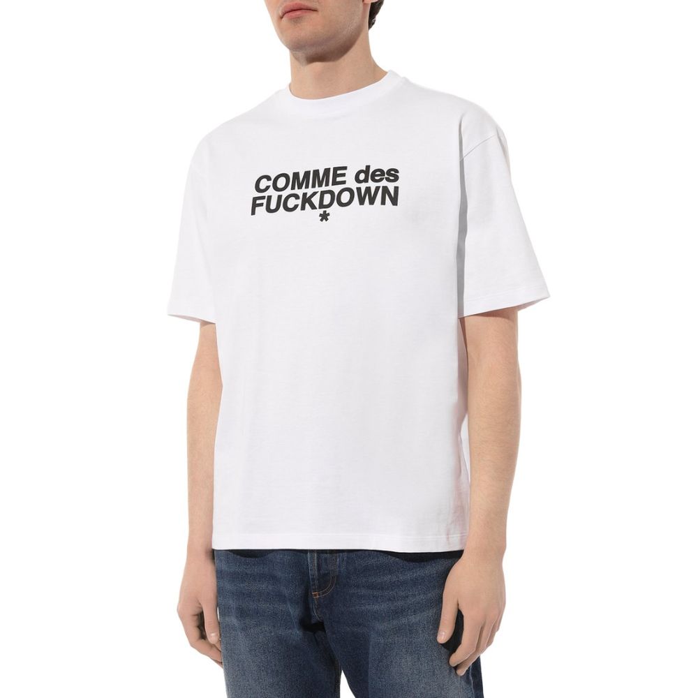 Comme Des Fuckdown White Cotton T-Shirt Comme Des Fuckdown