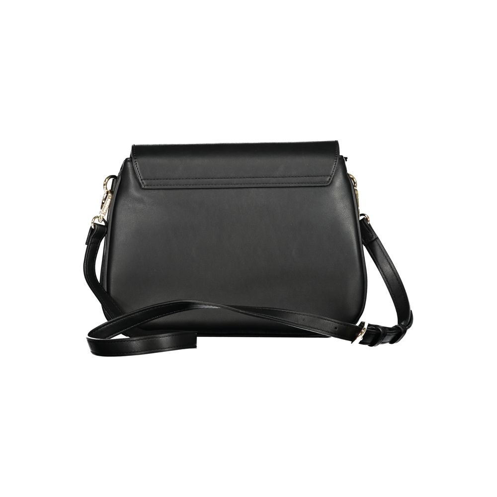 Black Mario Valentino women's bag made of polyurethane, stylish design with clean lines and functional features.