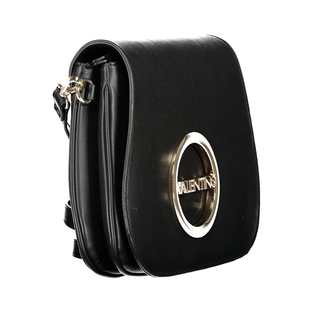 Black Mario Valentino women's bag made of polyurethane with sleek design and top handle, perfect for stylish everyday use.