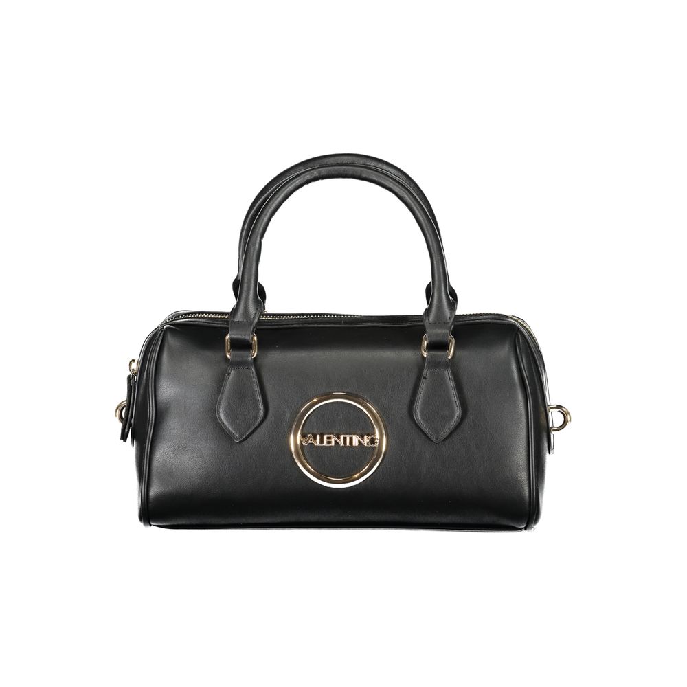 Mario Valentino Nero women's polyurethane bag with sleek design and top handle, featuring subtle branding and practical size.