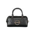 Mario Valentino Nero women's polyurethane bag with sleek design and top handle, featuring subtle branding and practical size.